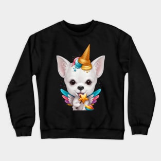 White Smooth Coat Chihuahua Ice Cream Unicorn Crewneck Sweatshirt